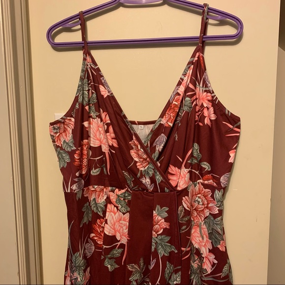Zaful Dresses & Skirts - Zaful Burgundy Floral Maxi Dress
